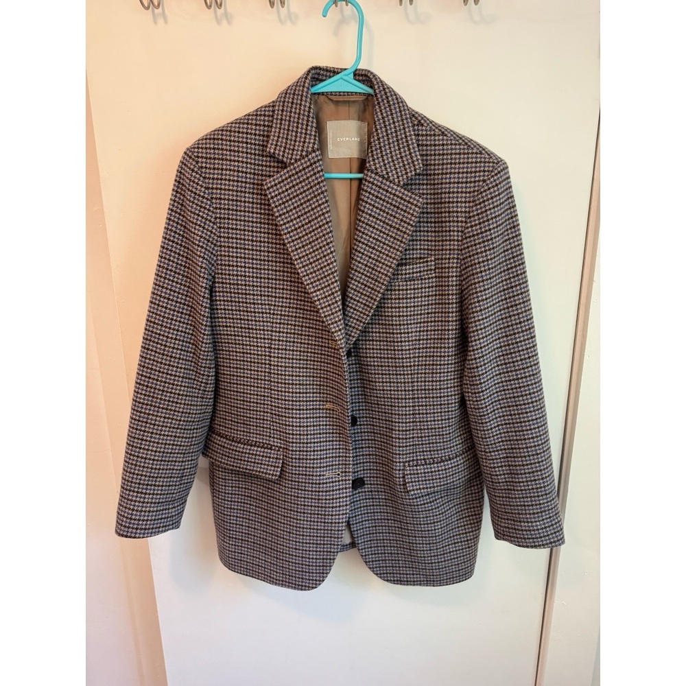 Everlane Rewool ’80s Blazer, blue/brown houndstooth, size 4